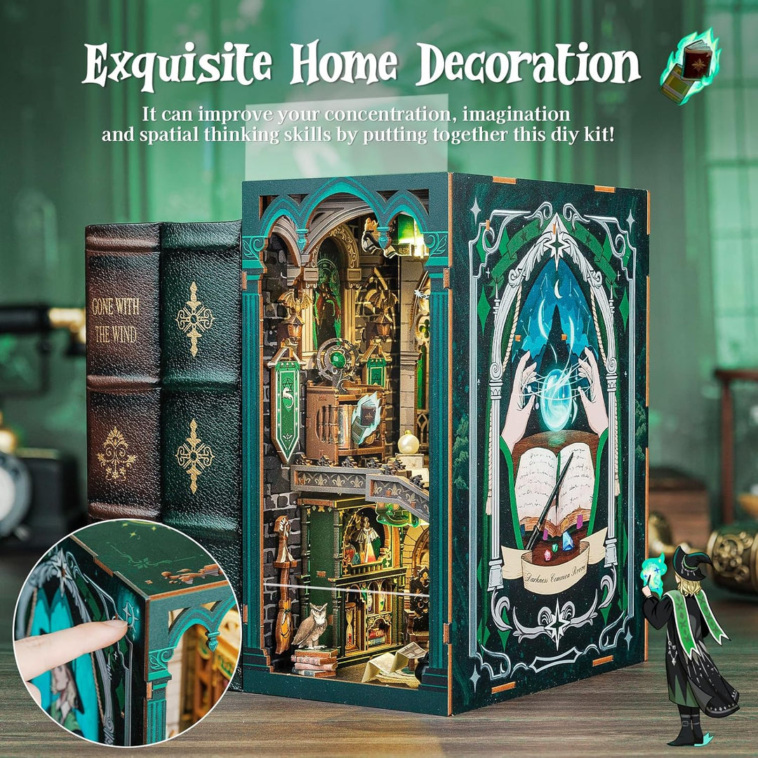 CUTEBEE Book Nook DIY Kit – DIY Puppenhäuser Miniatur Haus Kit mit Möbeln und LED-Licht, 3D Puzzle B