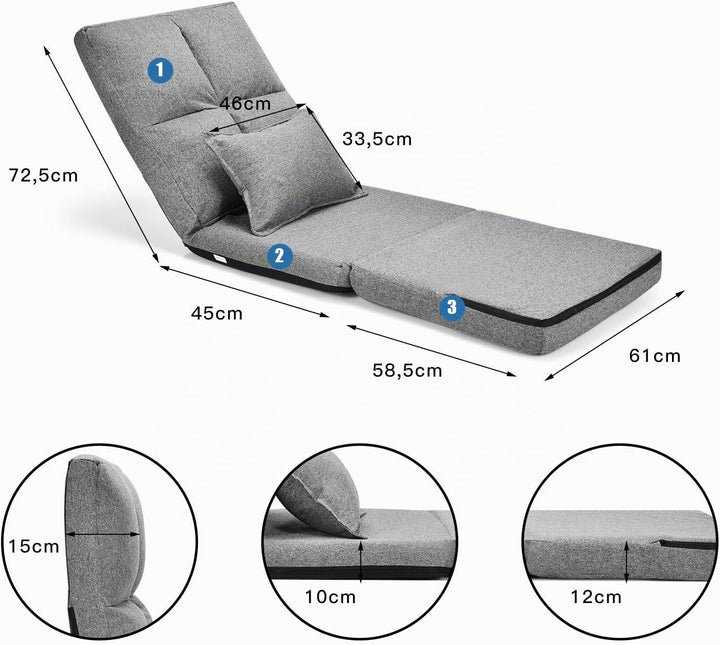 GOPLUS Bodenstuhl, Bodensessel mit 5-Fach Verstellbarer Rückenlehne &amp; Kissen, Bodensofa mit Schlaffu