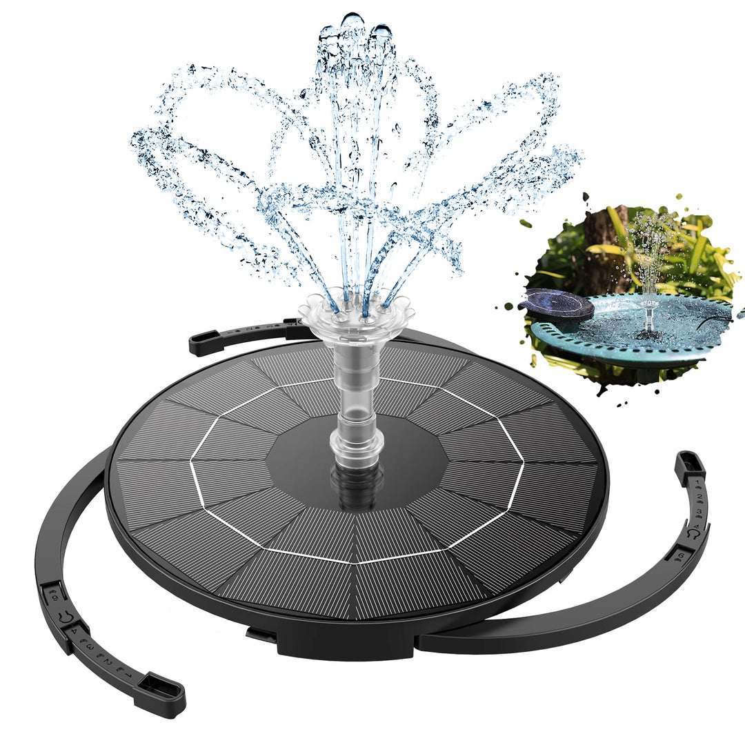 AISITIN Solar Springbrunnen mit 3.5W DIY Abnehmbares Sonnenkollektor, Solar Teichpumpe Upgrade, Rund