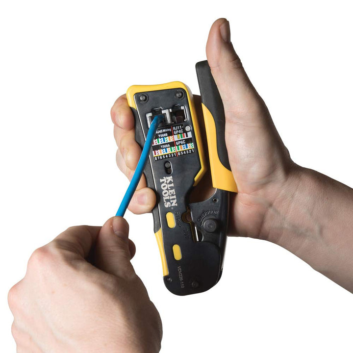 Klein Tools VDV226-110 Modularer Datenkabel-Crimper/Abisolierzange/Drahtschneider für RJ11/RJ12 Stan