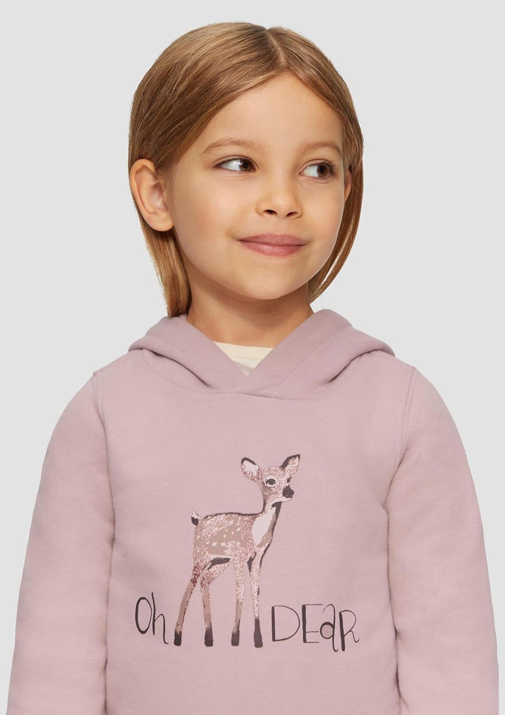 s.Oliver Wärmendes Kapuzen-Sweatshirt mit Glitzerprint 116-122 Lila/Rosa 4163, 116-122 Zartrosa