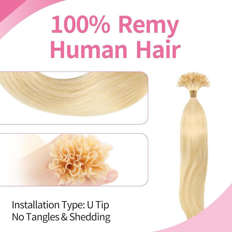 Beauty7 DIY Haarverlängerung Remy Echthaar Haarverlaengerung von U-tips 100 STK 45cm 0,5g Bonding Ec