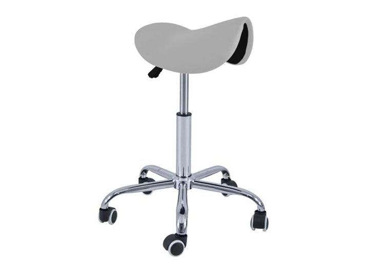 QUIRUMED Pony-Hocker, 5 Räder, Chromgestell, silberfarben, Kunstlederpolsterung, höhenverstellbar, l
