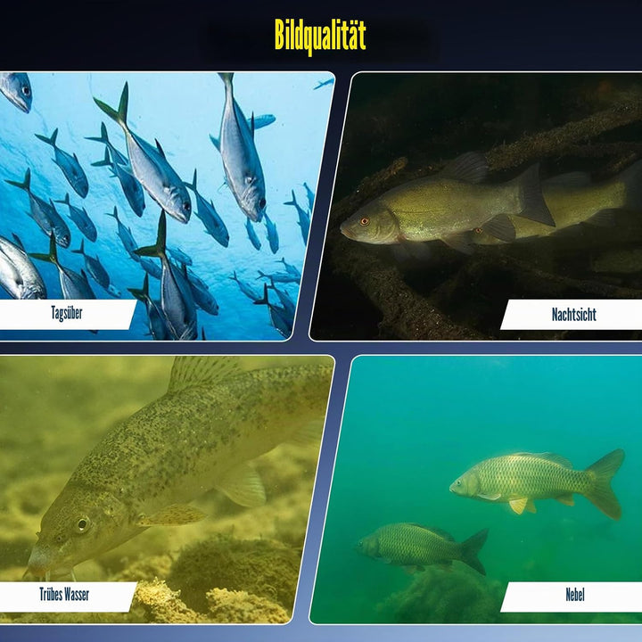 Fischfinder - Unterwasserkamera Angeln, IP68 Wasserdicht Unterwasser Kamera, 5000mAh Akku, mit 220°
