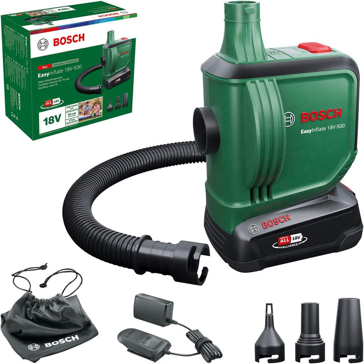 Bosch elektrische Luftpumpe/Luftpumpe für Luftmatratze EasyInflate 18V-500 (1x 2,0 Ah Akku; 18 Volt
