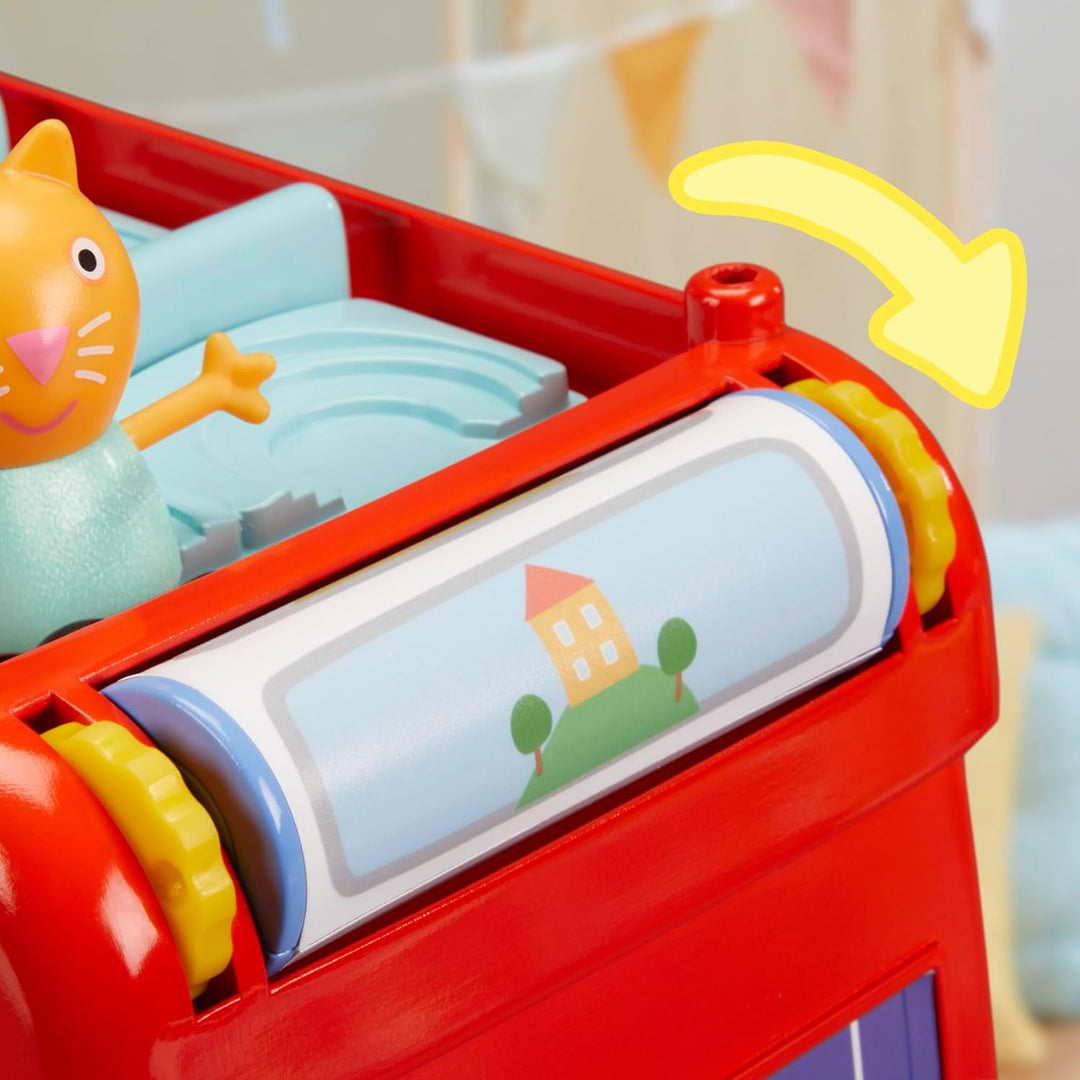 Peppa Pig Peppas 2-in-1 Party Bus Playset, Spielzeugauto mit vielen Accessoires und 3 beweglichen Fi