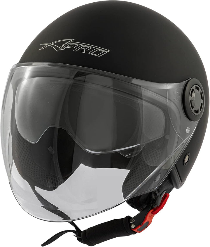 Jethelm Roller Motorrad Helm Zugelassen ECE2205 Lange Klares Visier Sonnenblende 57-58 cm ( M) Schwa