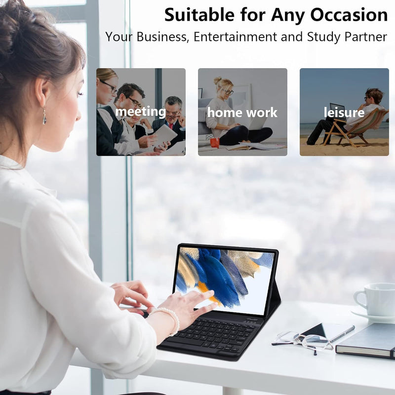 Qoosea Beleuchtete Tastatur Hülle für Samsung Galaxy Tab A9 8.7" 2023, Soft TPU Rückseite Gehäuse Kl
