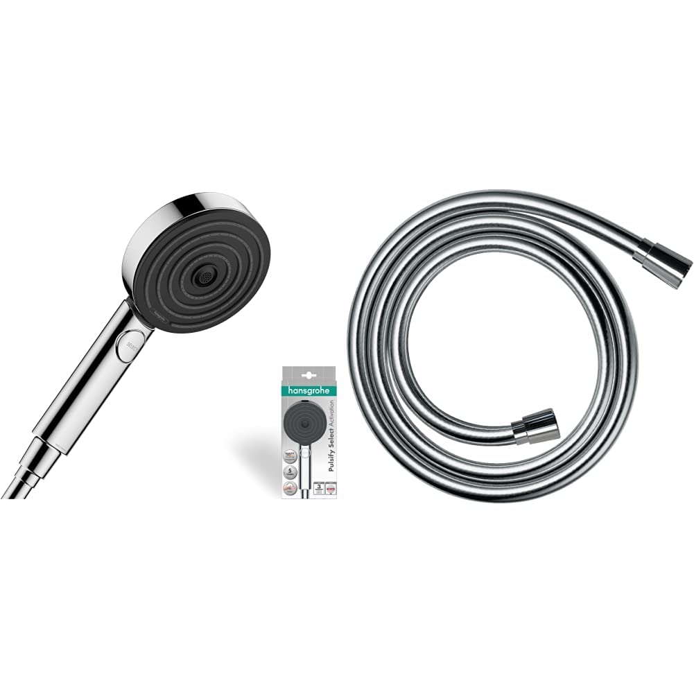 hansgrohe Duschset mit wassersparendem Duschkopf Pulsify Select S, Sparduschkopf, 3 Strahlarten + ha