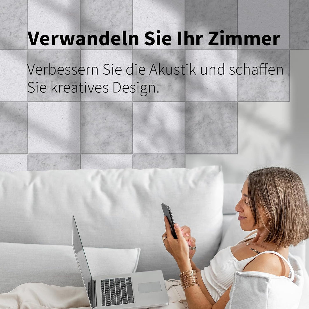 18 Stück Akustikplatten Selbstklebend Beige, Abdeckung 1.62㎡ | Schallschutz &amp; Schalldämmung für Wänd