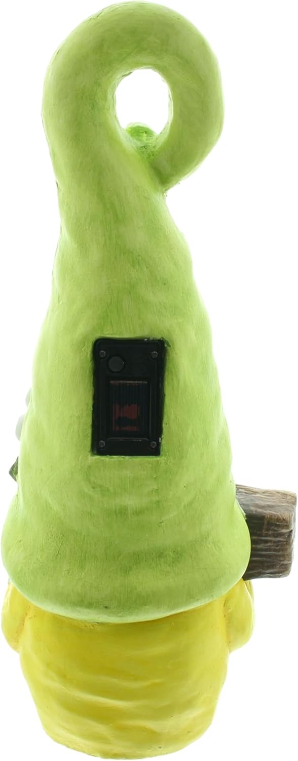 Dekoleidenschaft Solar LED Wichtel Willkommen Gartenzwerg 41 cm hoch, Outdoor Gartendeko, Gartenfigu