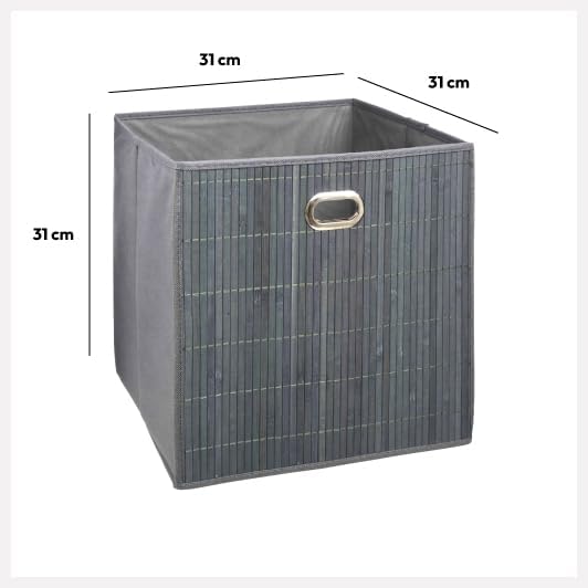 Grauer Bambus-Aufbewahrungskorb L 31x31x31 cm Grau, 31x31x31 cm Grau