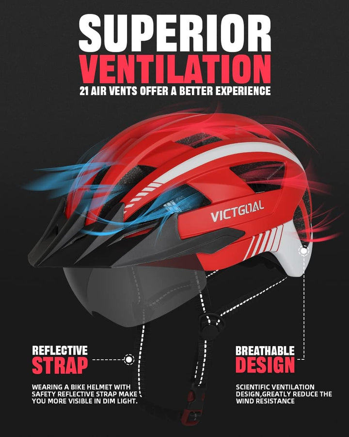 VICTGOAL Fahrradhelm MTB Mountainbike Helm mit magnetischem Visier Abnehmbarer Sonnenschutzkappe und