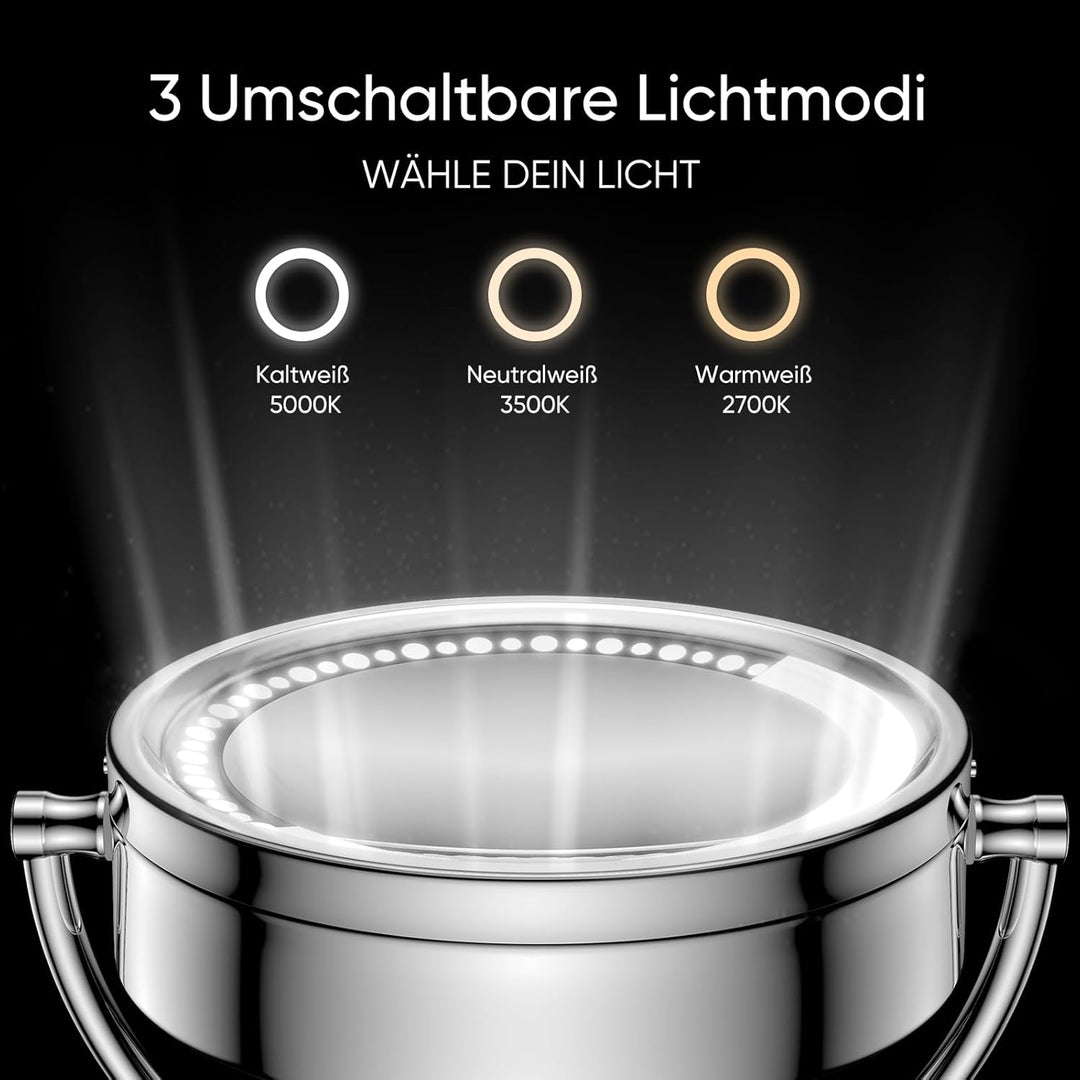 DOWRY Schminkspiegel mit Beleuchtung Wandmontage Led Kosmetikspiegel mit Vergrösserung 10 Fach Doppe