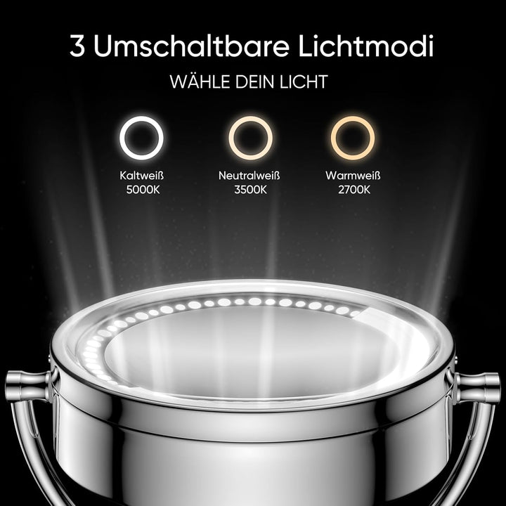 DOWRY Schminkspiegel mit Beleuchtung Wandmontage Led Kosmetikspiegel mit Vergrösserung 10 Fach Doppe