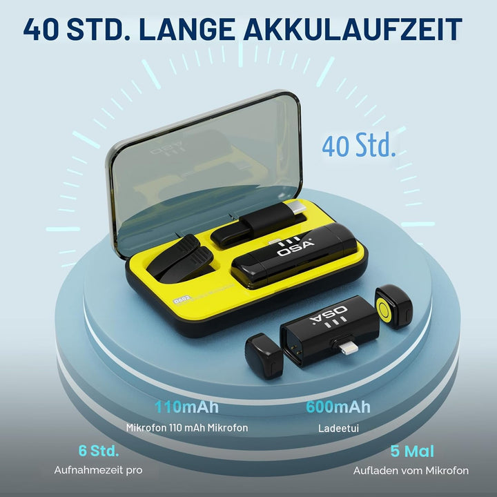 OSA Kabelloses Lavalier Mikrofon für iPhone & iPad, mini Dual Ansteckmikrofon mit Rauschfilter Wirel