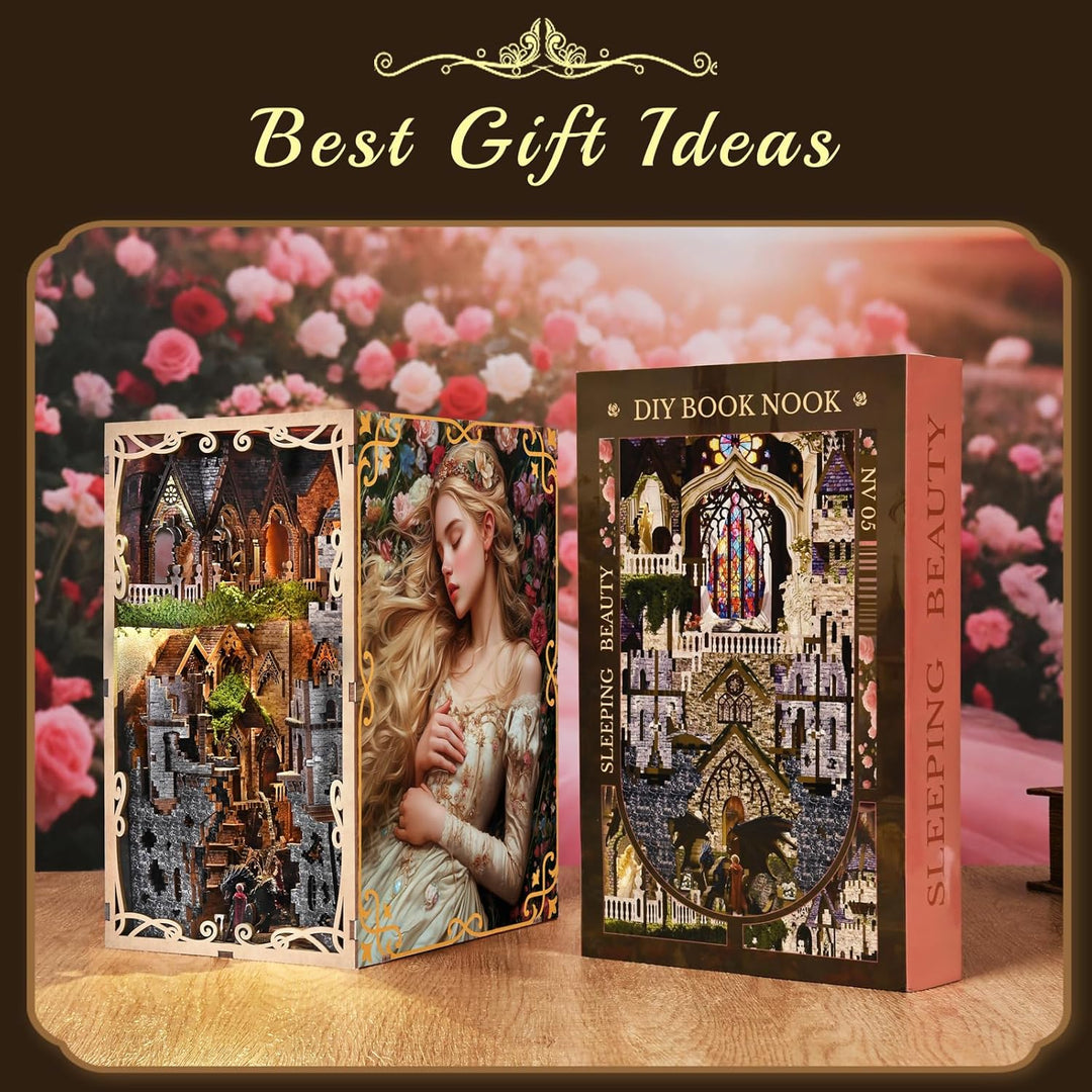 Book Nook Kit, DIY Miniatur Puppenhaus Bücherecke Kit-Sleeping Beauty, Sleeping Beauty