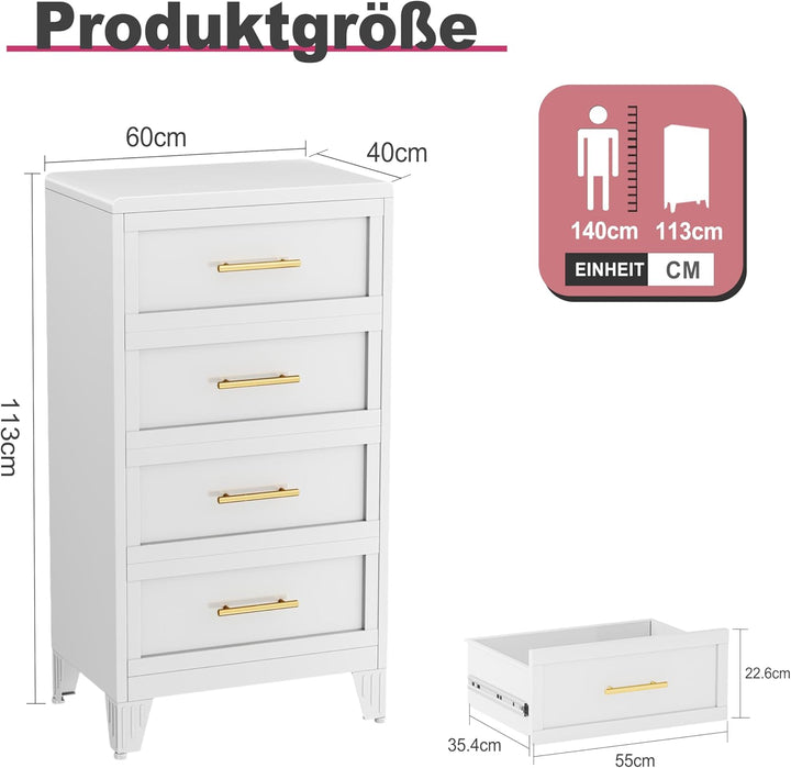 4 Schublade Metall Datei Schrank, hohe breite Tiefe Kommode Schrank, Aufbewahrungsschrank mit Schubl