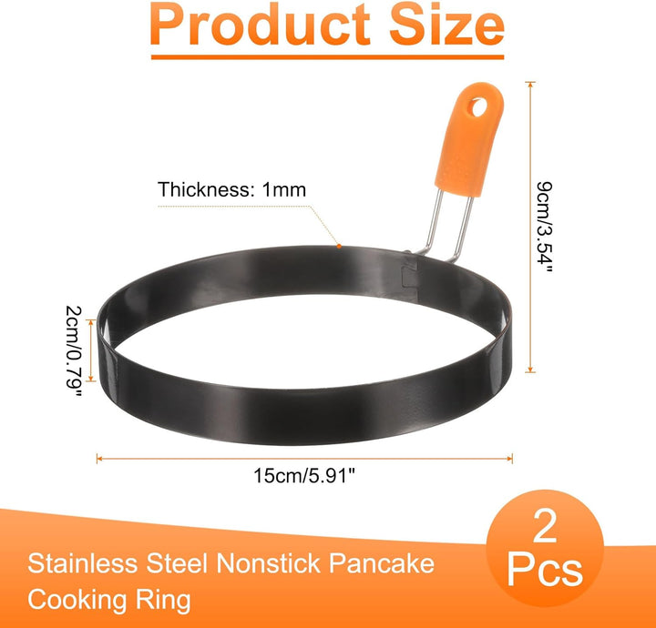 QUARKZMAN 2 Stück Runder Spiegeleiformen 15cm Form Pancakemit Silikon-Klappgrifffür Spiegeleier Sand