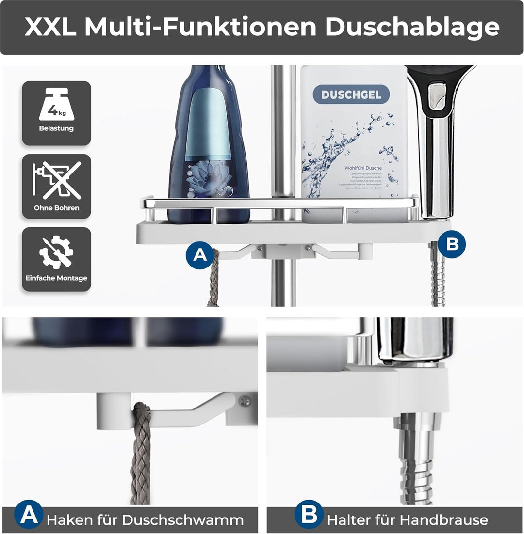 Görbach Regendusche Duschsystem Duschset mit Ablage Duschstangeset ohne Duscharmatur Chrom (D25) YT-