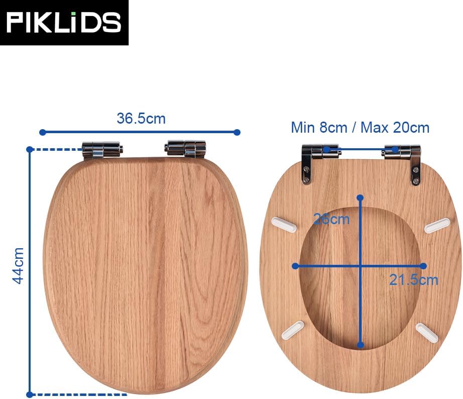 WC-Sitz aus Massivholz – Eiche, mit Absenkautomatik, Schnellverschluss & Easy-Clean, Soft-Touch – PI