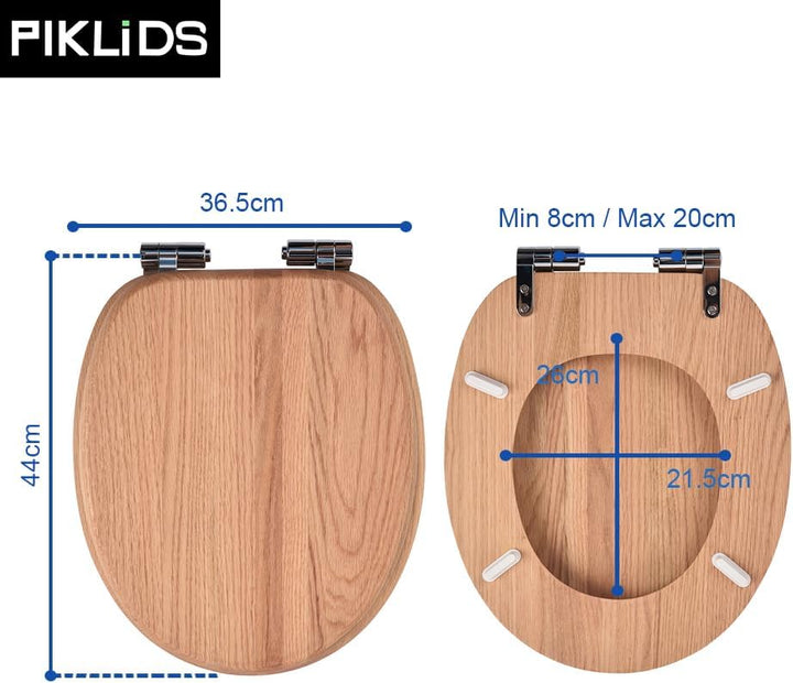WC-Sitz aus Massivholz – Eiche, mit Absenkautomatik, Schnellverschluss & Easy-Clean, Soft-Touch – PI