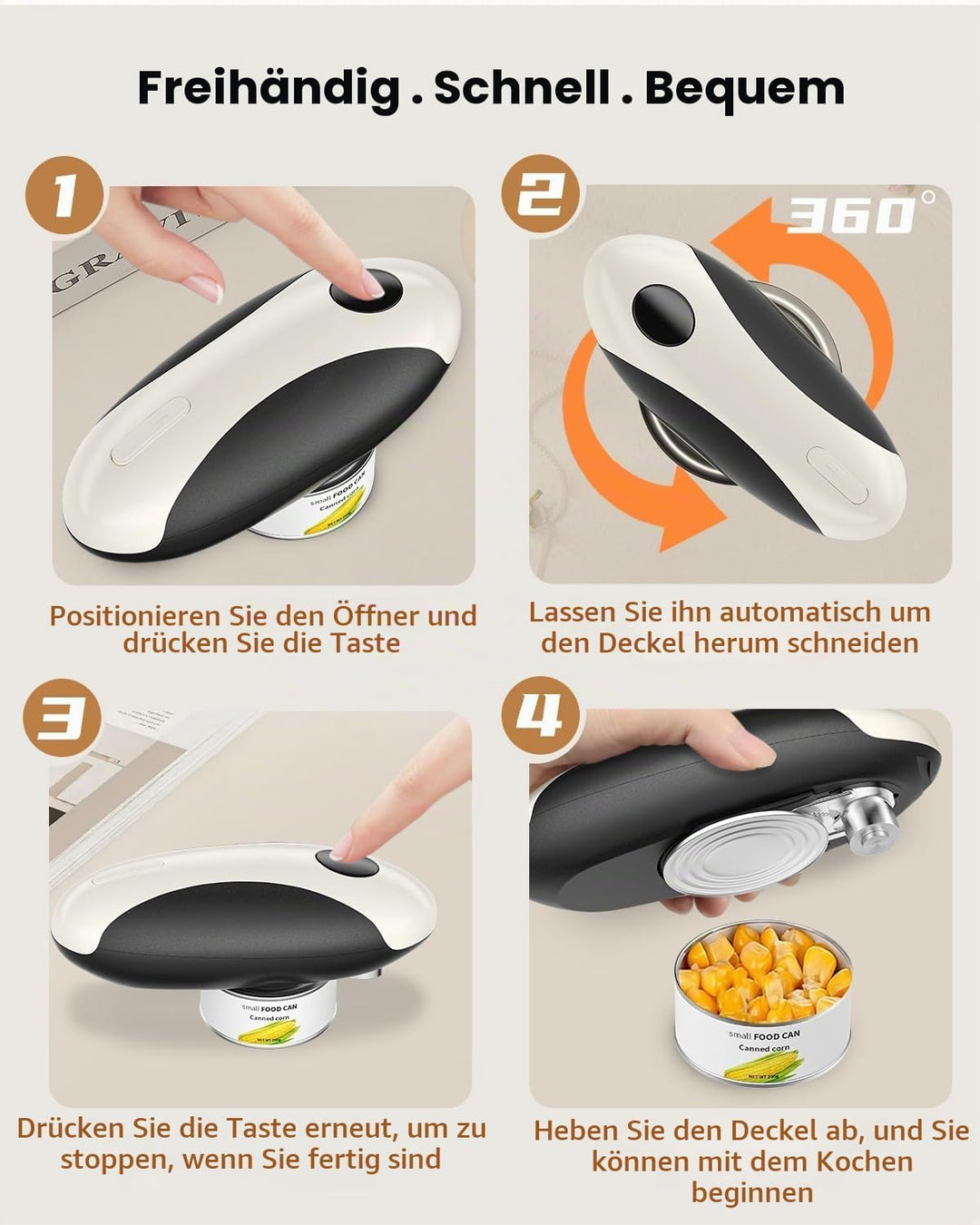Pawfly Elektrischer Dosenöffner mit Akku und magnetischem Deckelhalter, One-Touch automatischer kabe