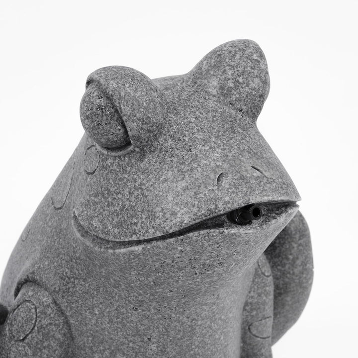 esotec Solar Wasserspeier Set Frosch sitzend, Solarpumpe, Teichfigur Gartenfigur Gartenstatue, Tauch