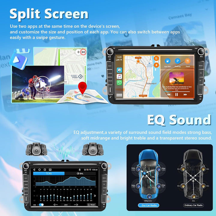 4GB+64GB Android Autoradio für VW Passat B6 T5 Golf 5 6 Polo 6R Tiguan T5 Jetta Seat Skoda, Carplay