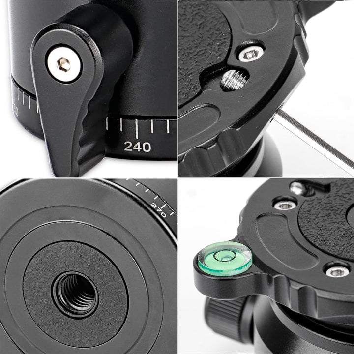 Koolehaoda PD-60 Stativ Nivellierbasis Leveling Base mit 3/8 Zoll Gewinde und 360° Panorama-Basis, 1