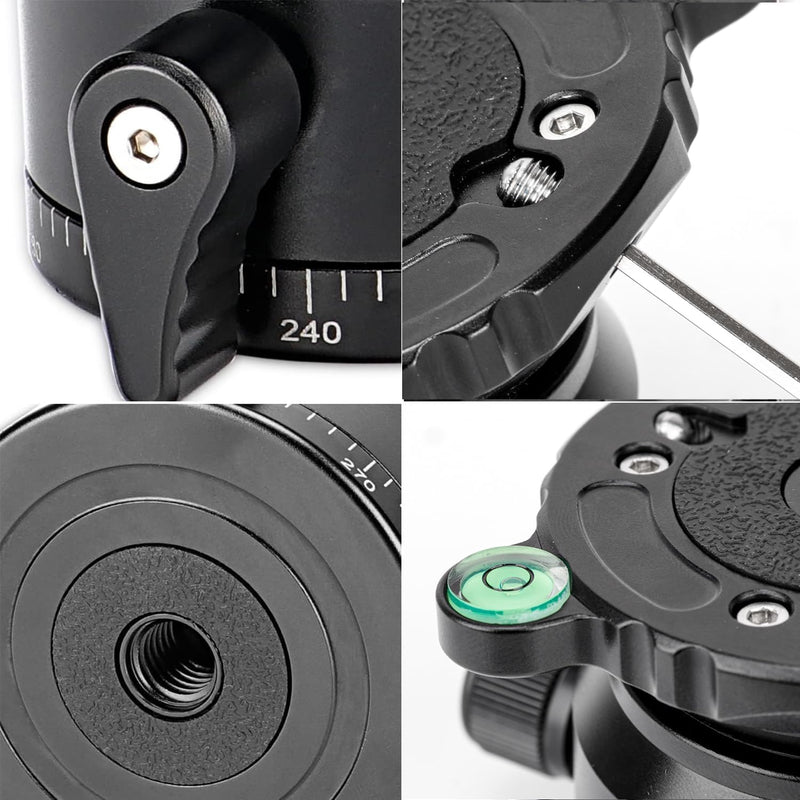 Koolehaoda PD-60 Stativ Nivellierbasis Leveling Base mit 3/8 Zoll Gewinde und 360° Panorama-Basis, 1