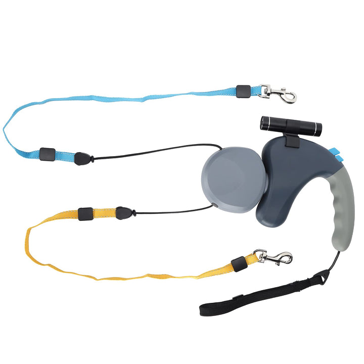 Doppelte Hundeleine, einziehbare Hundeleine mit LED-Licht für zwei Hunde, abschliessbare, ausziehbar