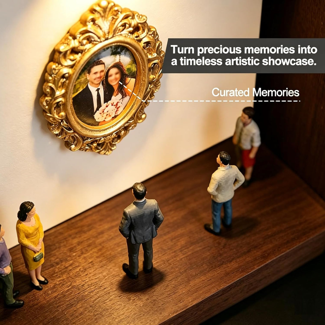 DIY Mini Museum Silhouette Box, Foto Erinnerungsanzeige Set mit 8 Mini Bilderrahmen Gold &amp; 8 Zufälli