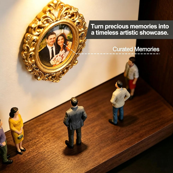 DIY Mini Museum Silhouette Box, Foto Erinnerungsanzeige Set mit 8 Mini Bilderrahmen Gold &amp; 8 Zufälli