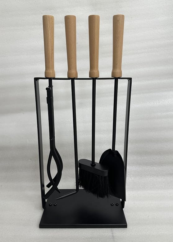 Amagabeli 5 Stück 25.2"(64cm) Kaminwerkzeuge Sets Silber Schmiedeeisen Kaminzubehör Indoor für Holzs