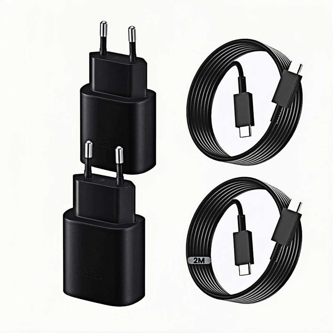 25W USB C Ladegerät 2er-Pack Schnellladegerät mit 2m Ladekabel für iPhone 17/15/16 Serie, USB C Netz