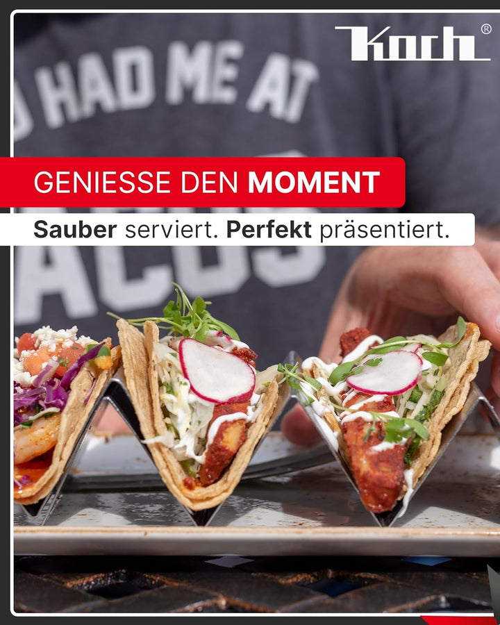 Koch #94 Halter/Ständer für Tacos, Hot Dogs, Bratwurst! Profi- Qualität aus rostfreiem V2A Edelstahl