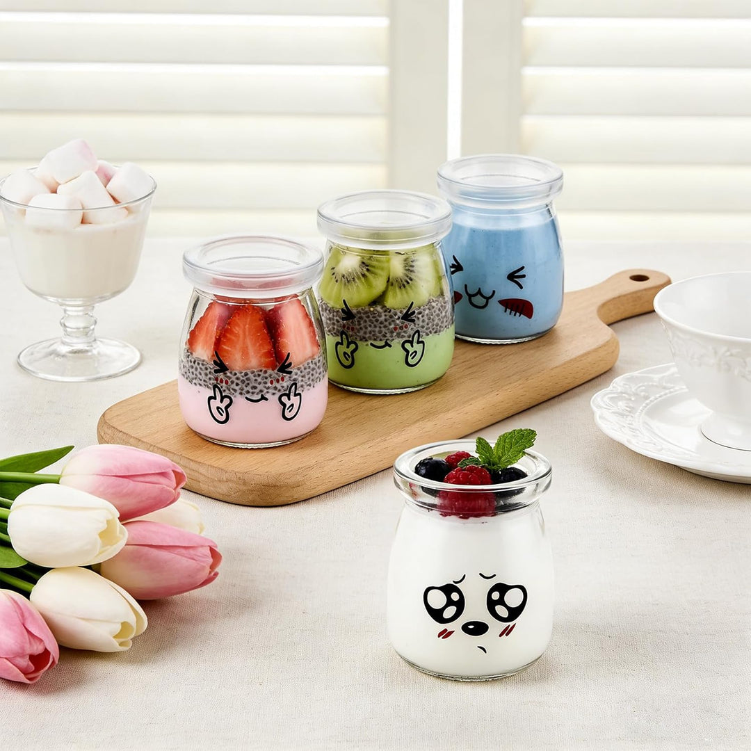 APACALI 24 Stück 100ml Dessertgläser, Joghurtgläser mit deckel, Glasflaschen, Joghurt-Gläser, Weckgl