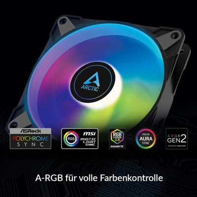 ARCTIC P12 PWM PST A-RGB (3 Stück) - 120 mm PWM Gehäuselüfter optimiert für statischen Druck, Case F