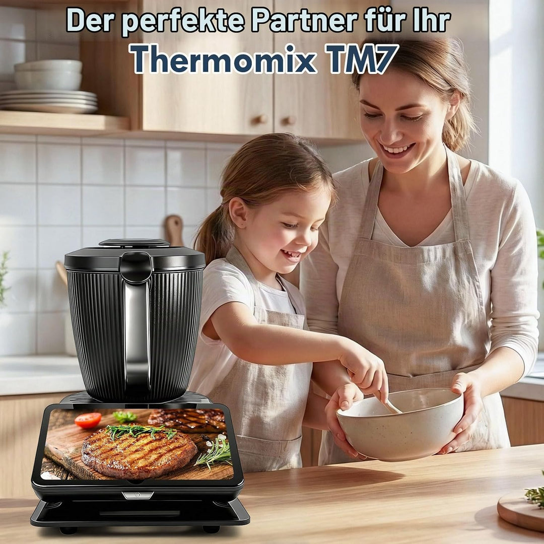 Gleitbrett für Thermomix TM7 aus Premium Acrylglas, Rutschfeste Basis mit Rollen für müheloses Versc