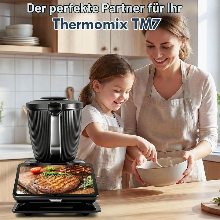 Gleitbrett für Thermomix TM7 aus Premium Acrylglas, Rutschfeste Basis mit Rollen für müheloses Versc