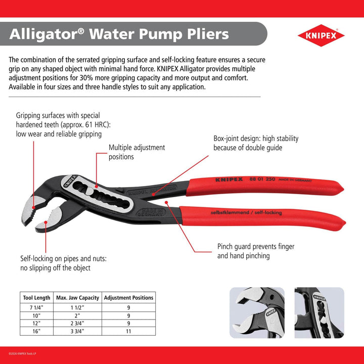 KNIPEX Tools 8801250 Alligator Wasserpumpenzange, 25,4 cm 10-Inch, 10-Inch