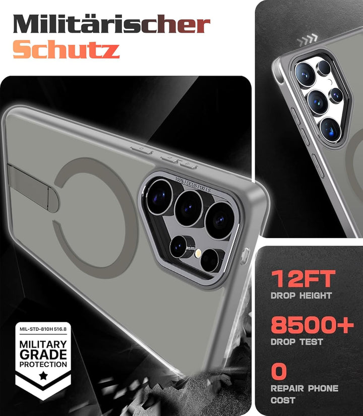 Giyer Magnetisch Handyhülle für Samsung Galaxy S24 Ultra Hülle mit Ständer Schutzfolie, Schutzhülle