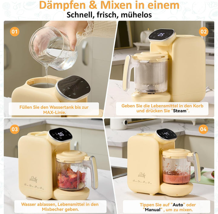 Chefhandy Babynahrungszubereiter 5-in-1 Babynahrungsprozessor,Babynahrungszubereiter,Babybrei Zubere