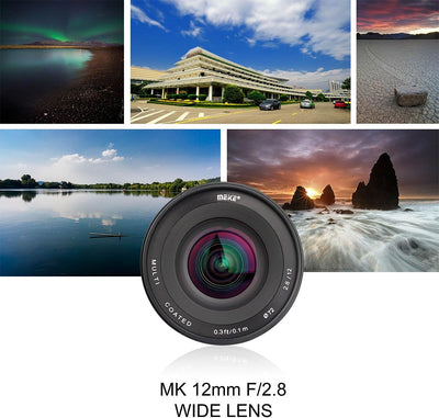 Meike MK 12mm F/2.8 Ultra-Weitwinkelobjektiv Weitwinkel-Manueller objektiv Fokus für Micro 4/3 (Olym