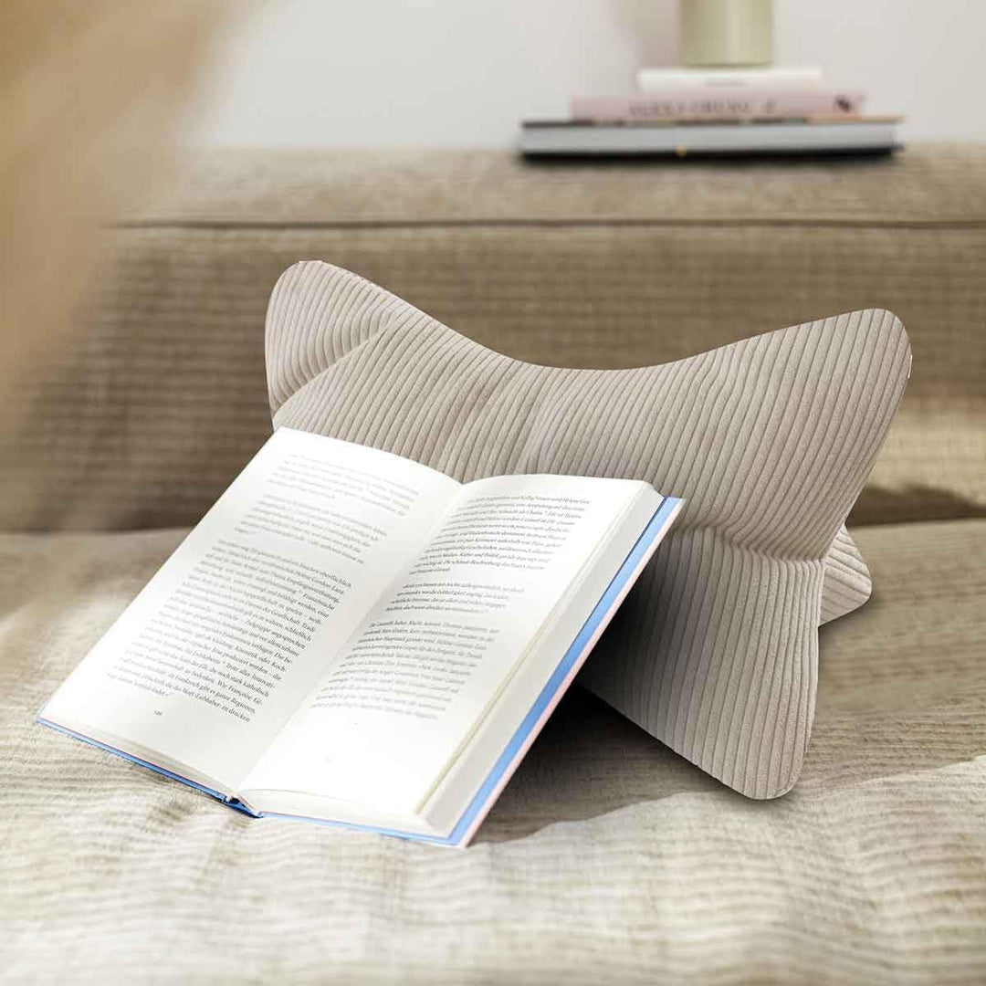 MAGMA Leseknochen INGA, Cord Look, Farbe Natur, 42cm x 22cm, ergonomische Form für Nacken- oder Lend
