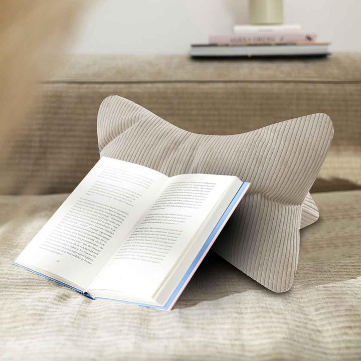 MAGMA Leseknochen INGA, Cord Look, Farbe Natur, 42cm x 22cm, ergonomische Form für Nacken- oder Lend