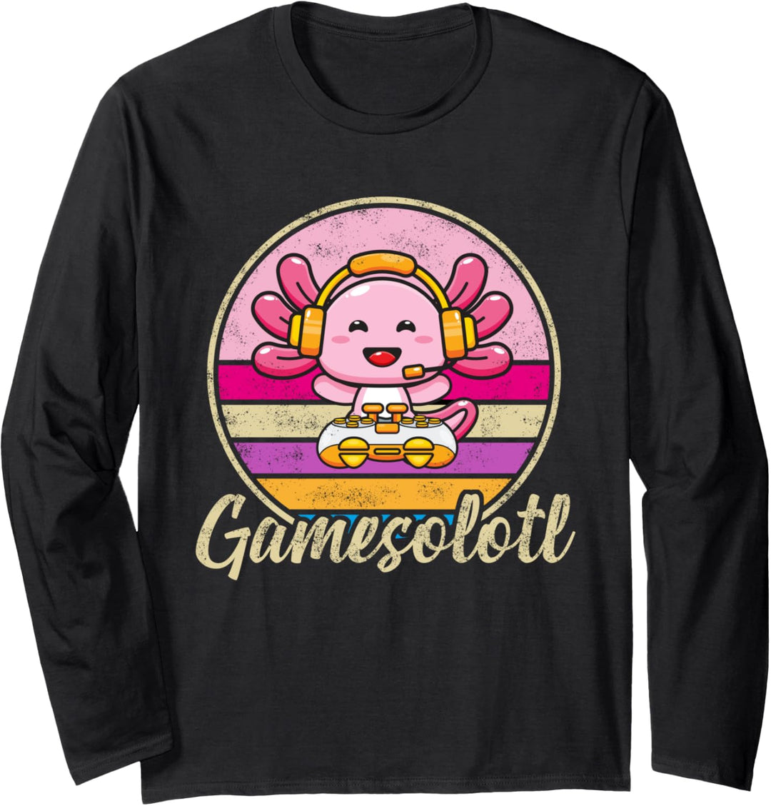 Gamesolotl Gamer Axolotl Video Spiele Fisch Gaming Kinder Langarmshirt