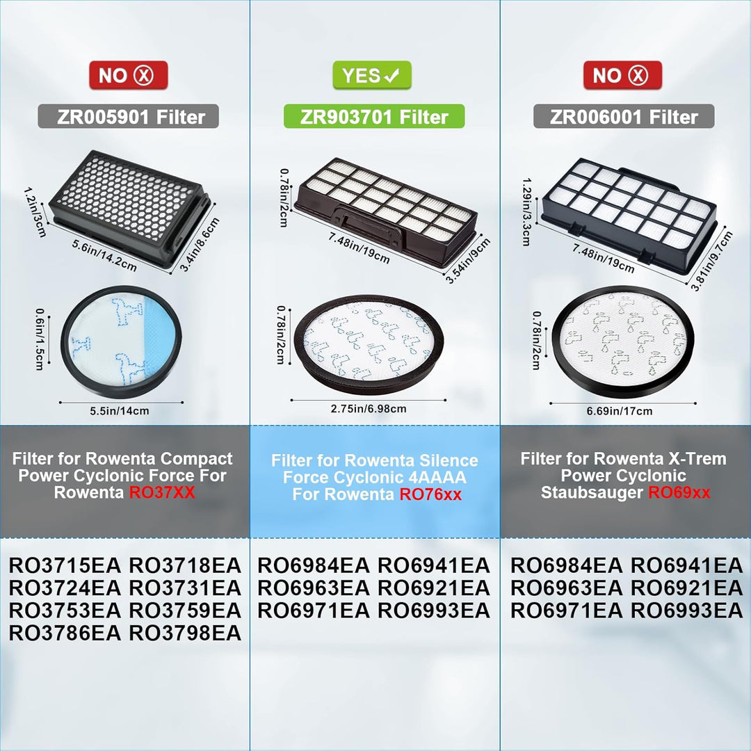 2 Stück HEPA Filter für Rowenta ZR903701 Silence Force Cyclonic Staubsauger ro76xx, ro7611 ro7612 ro