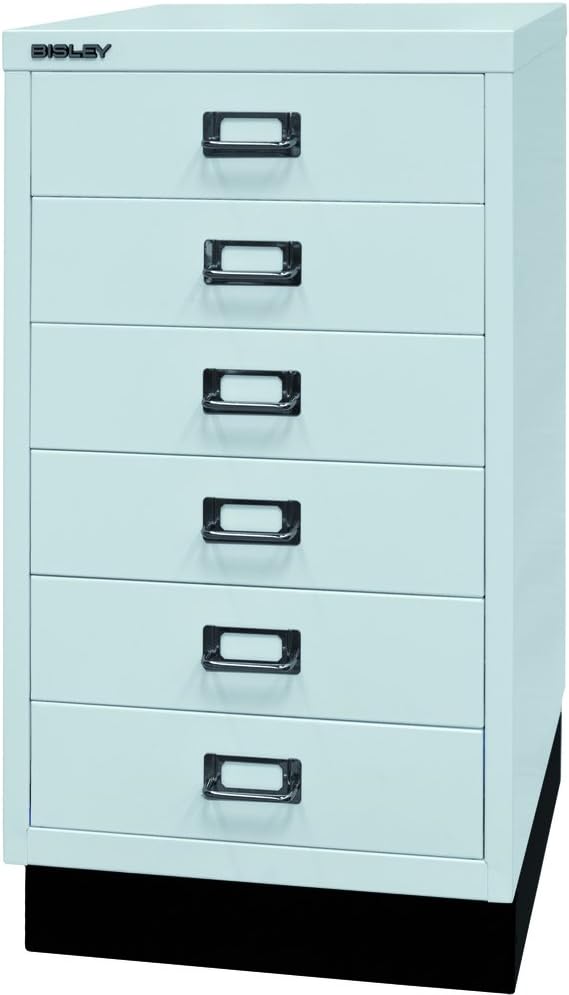 BISLEY MultiDrawer, 29er Serie mit Sockel, DIN A3, 6 Schubladen, Metall, 645 Lichtgrau, 43.2 x 34.9